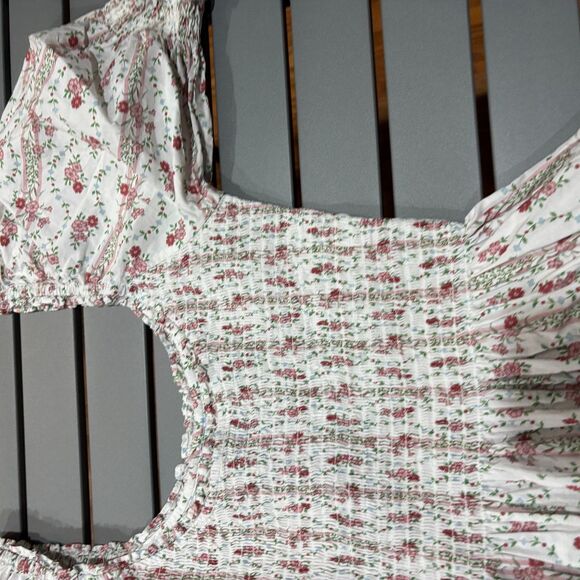 Hill House Home Louisa Nap Dress Womens Small White Floral Smocked Puff Sleeve - Picture 5 of 10